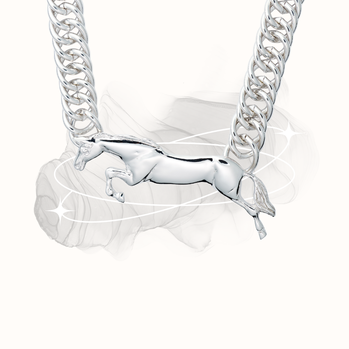 Photo Showing Jumping horse with Curb Chain Necklace by Michel Mcnabb