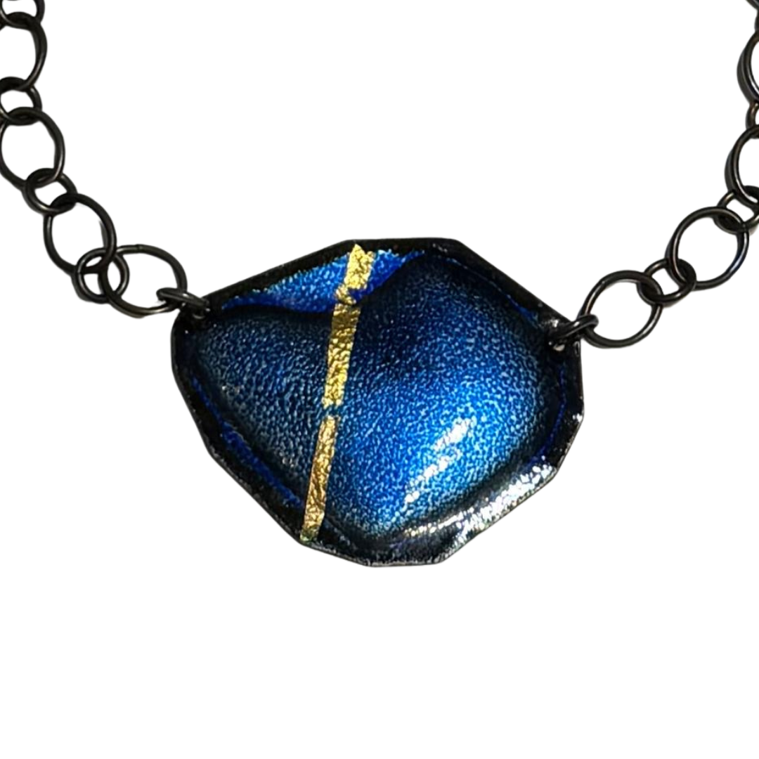 Prussian Blue & Gold Necklace