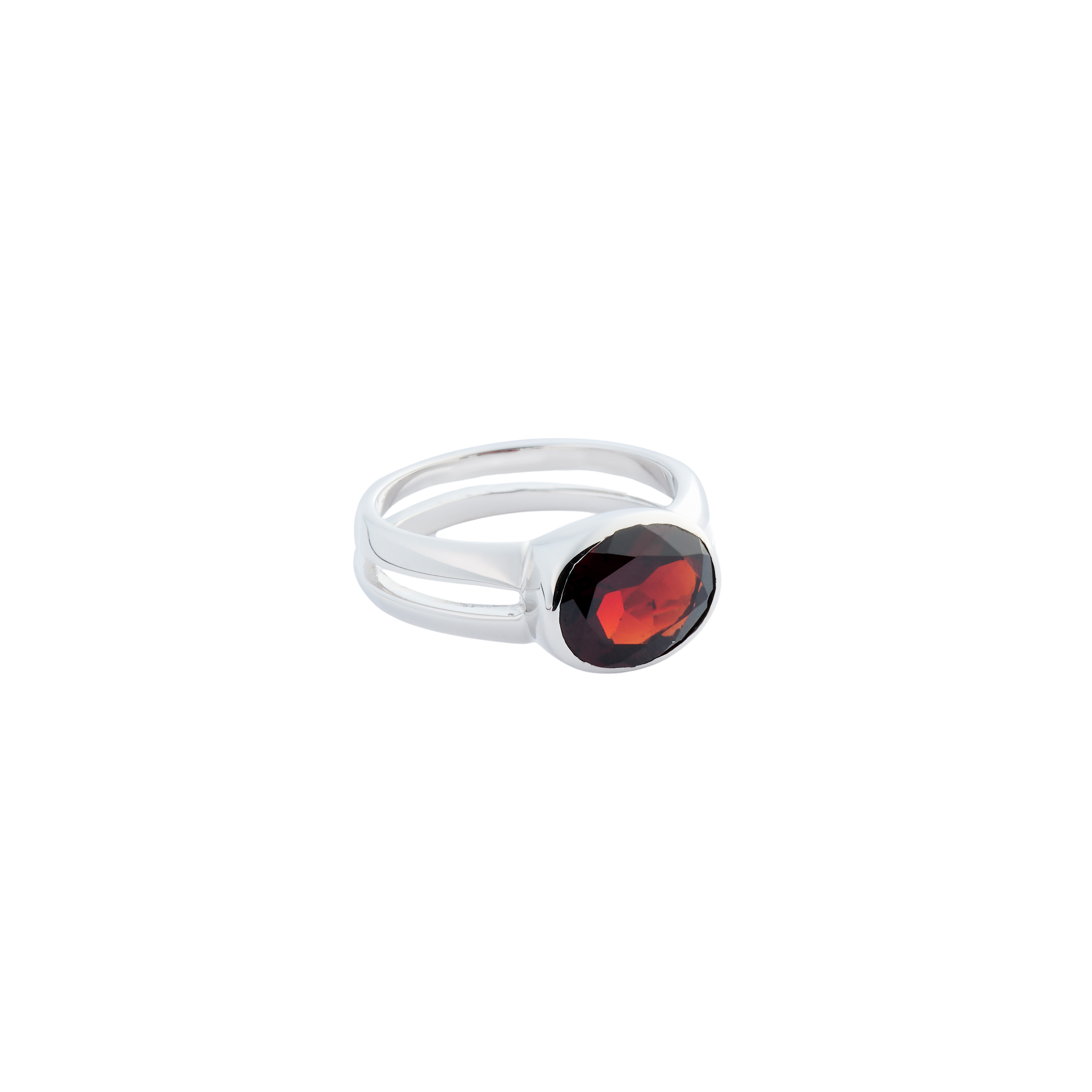 Double Band Ring with Garnet