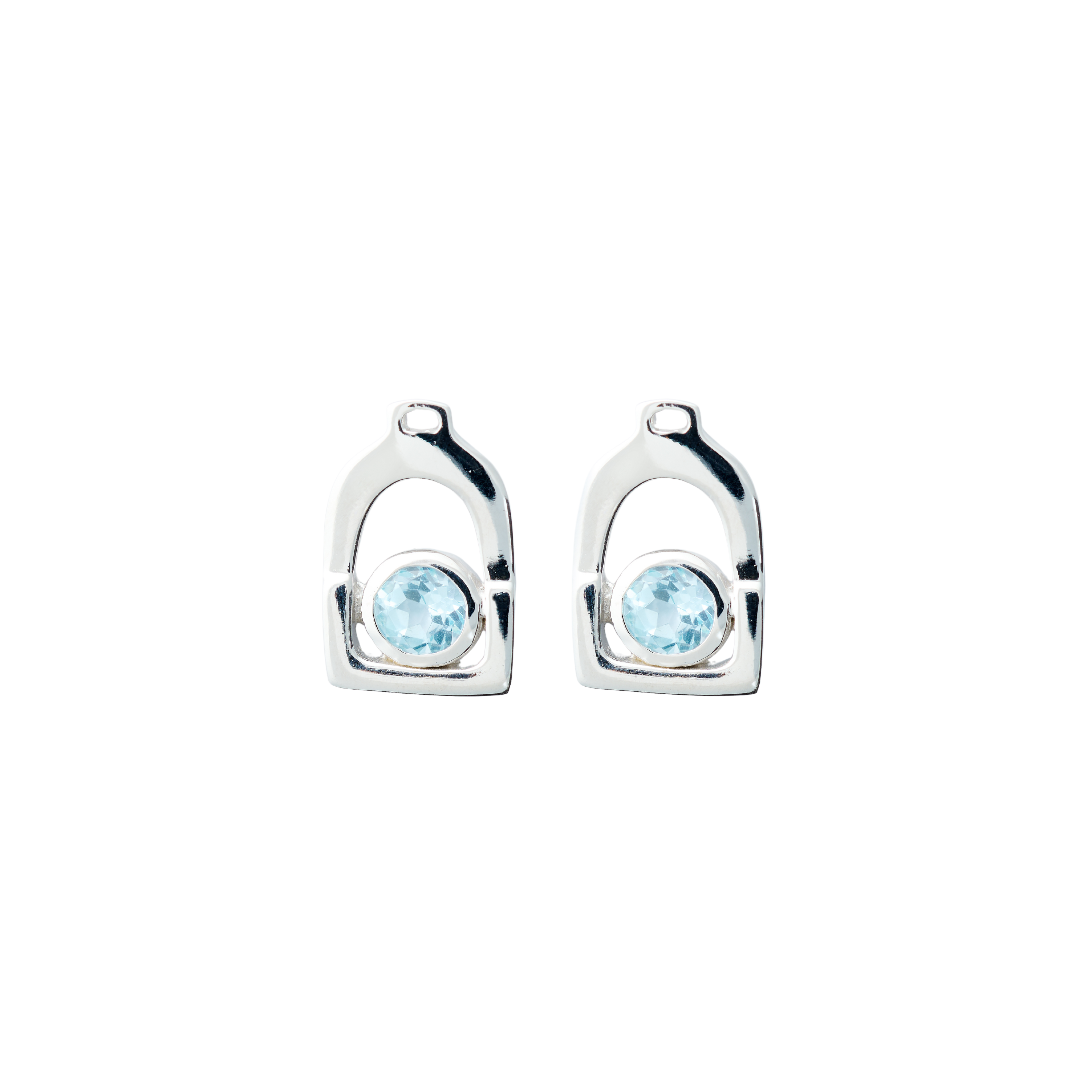 Stirrup Earrings with Blue Topaz