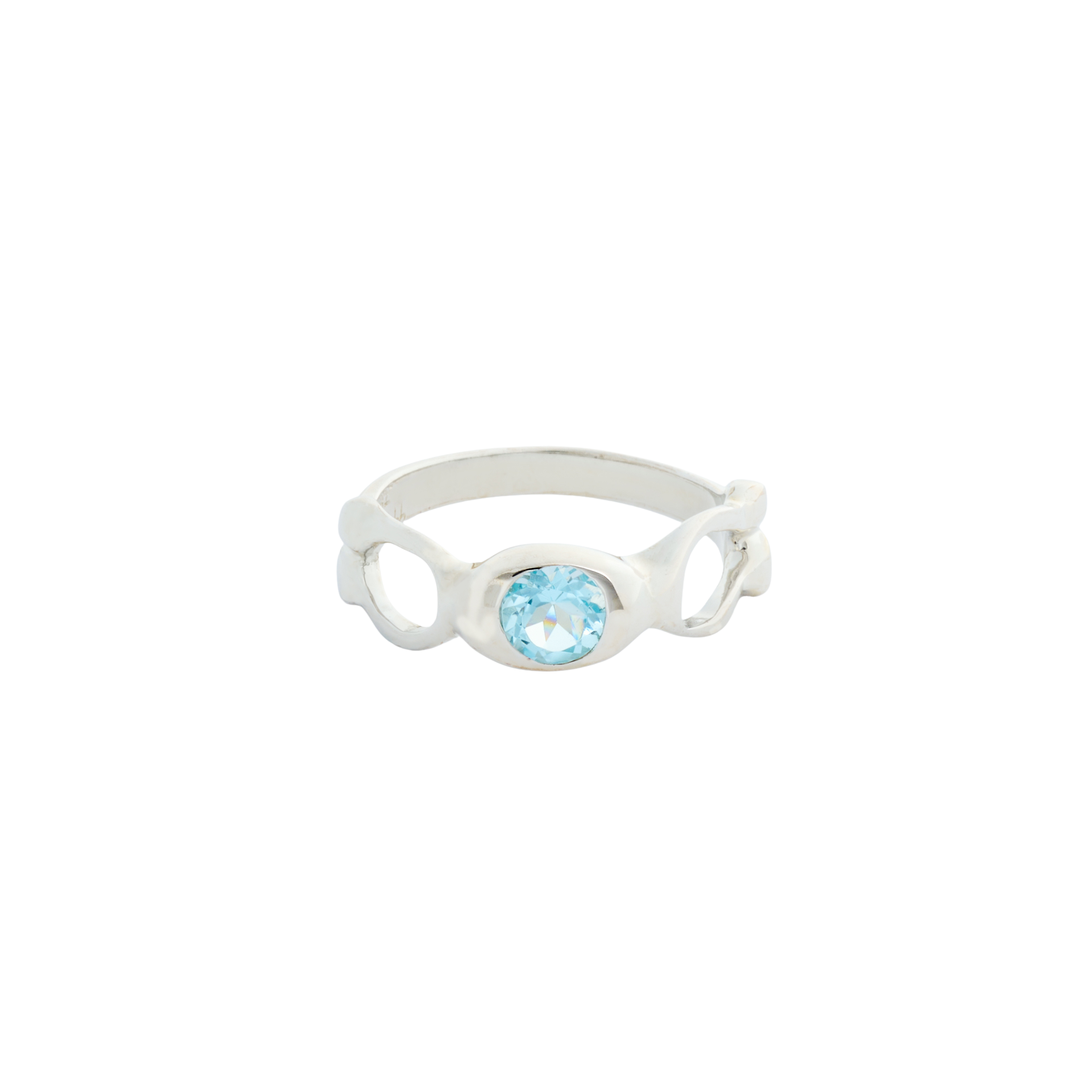 Blue Topaz Horseshoe Ring