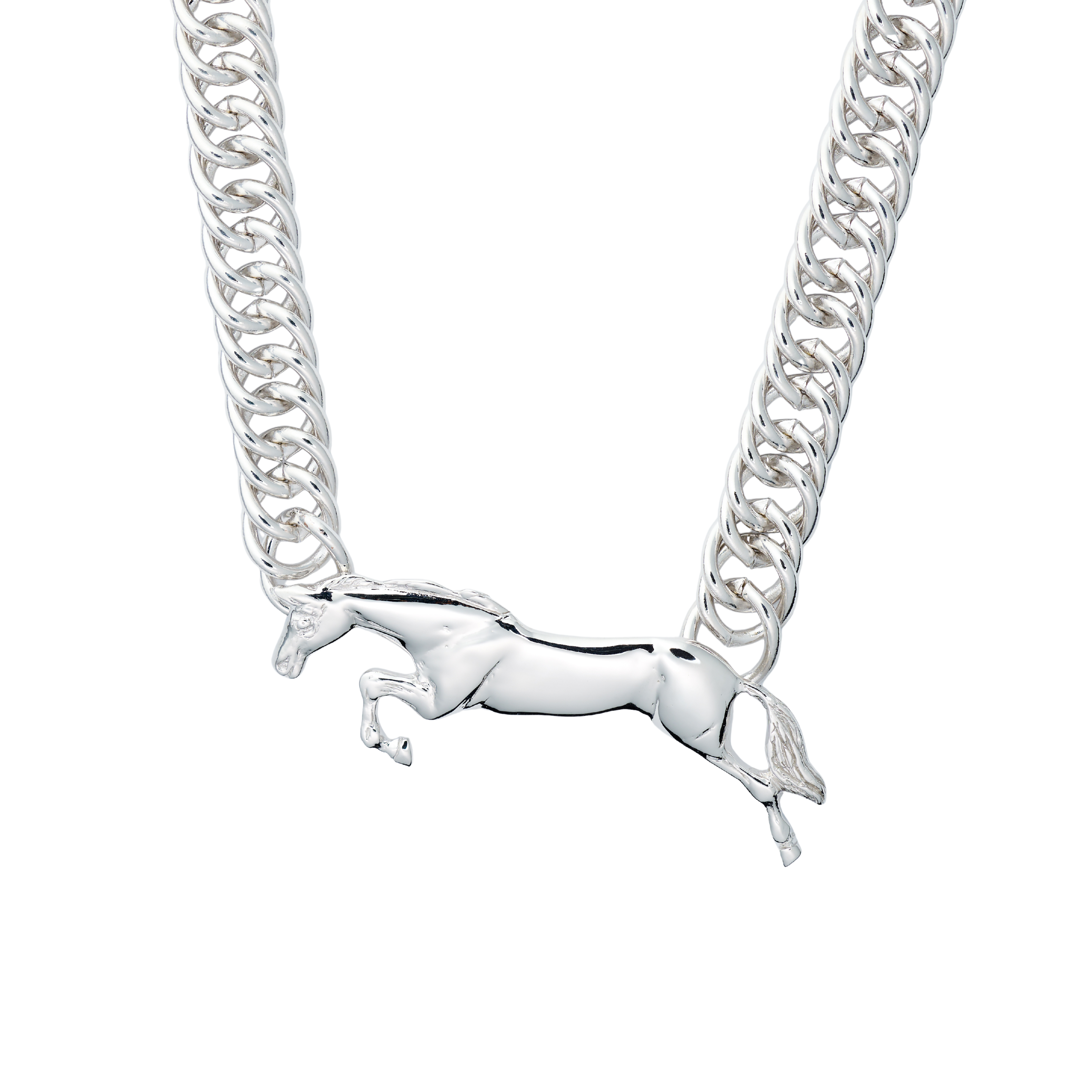 Free Jumping Horse Pendant with Curb Chain