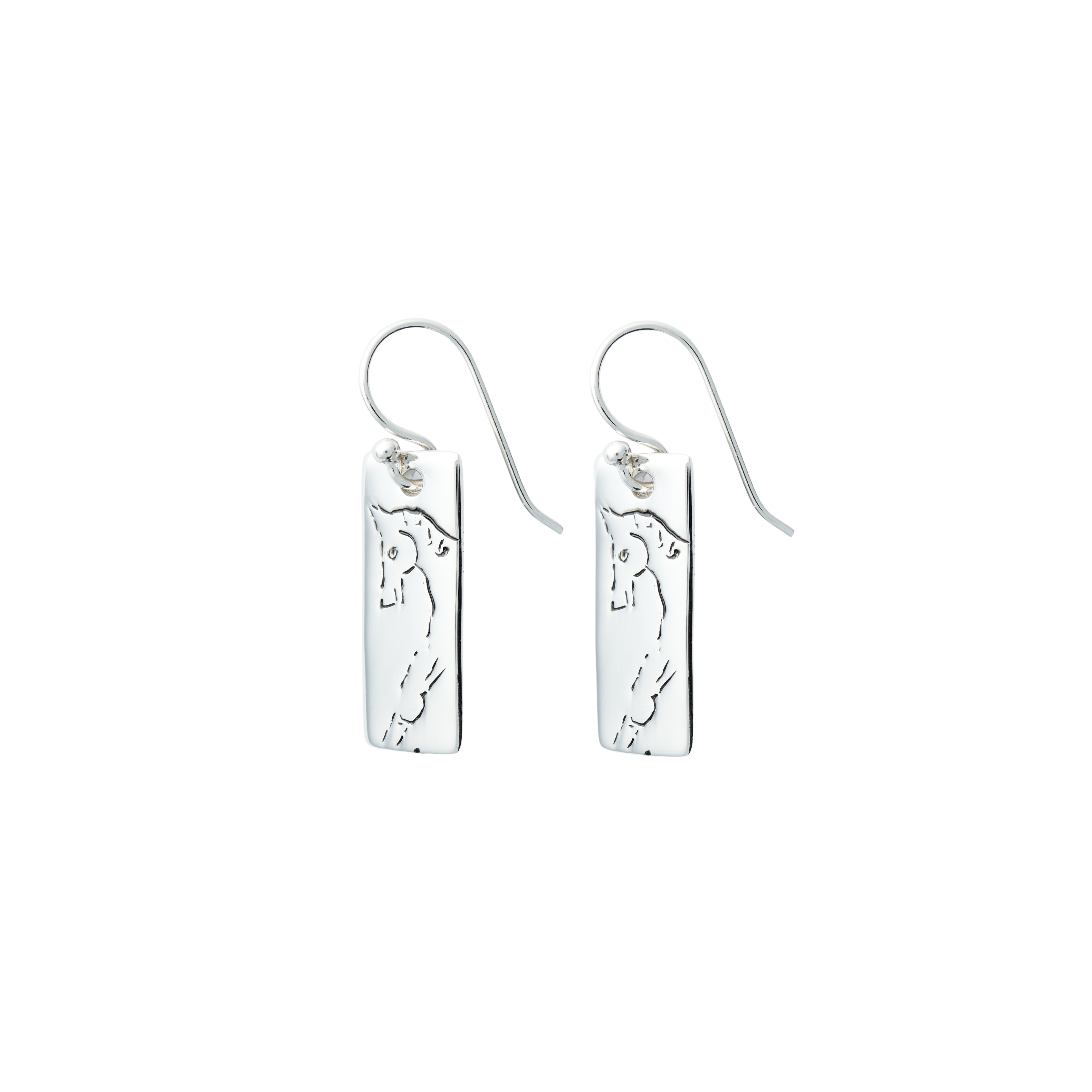 Rectangle Etched Horse Earrings
